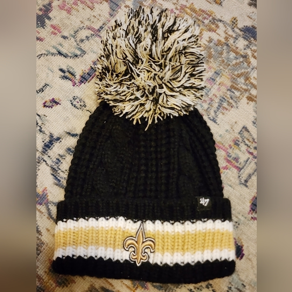 47 New Orleans Saints Black Gold Pom Knit Beanie NFL Football Hat OS